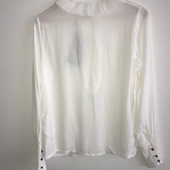 minimum flowy long sleeved blouse ruffled collar white small/euro 36 - Picture 5 of 12